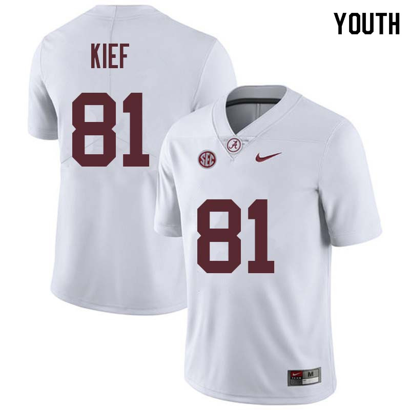 Alabama Crimson Tide Youth Derek Kief #81 White NCAA Nike Authentic Stitched College Football Jersey ZM16Z08US